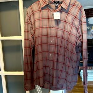 Shirt XL long sleeve button down gray/burgundy